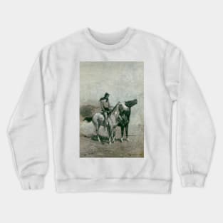 The Fire-Eater Slung His Victim Across His Pony by Frederic Remington Crewneck Sweatshirt